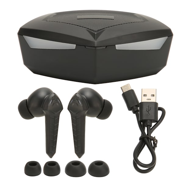Bluetooth Gaming Øreplugger Stereo Lav latens Dual Modes Trådløs øretelefon med innebygd mikrofon for telefon Laptop Svart