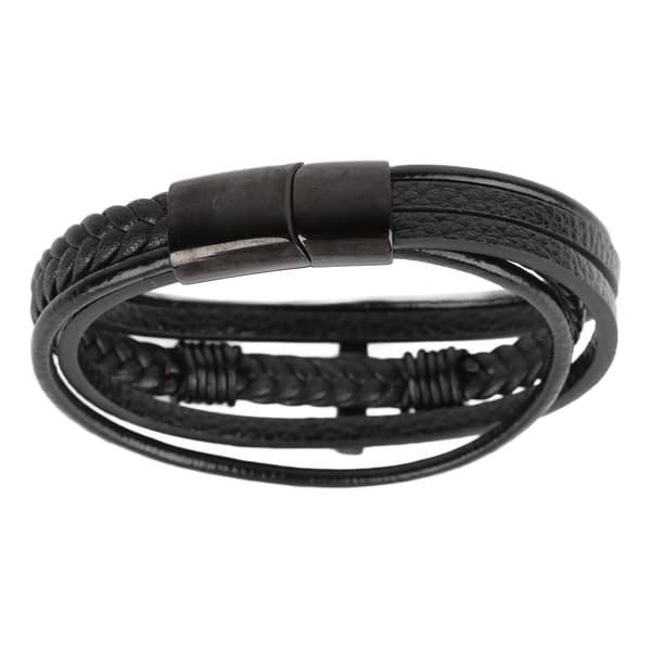 Korsarmbånd Mode Rustfrit Stål Udsøgt Håndværk Armbånd Håndsmykker Sort 8.46in