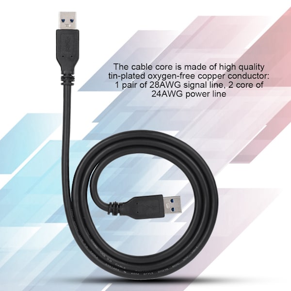 Højhastigheds USB3.0 A-han til A-han forlængerkabel panelmontering 5 Gbps (1 m)
