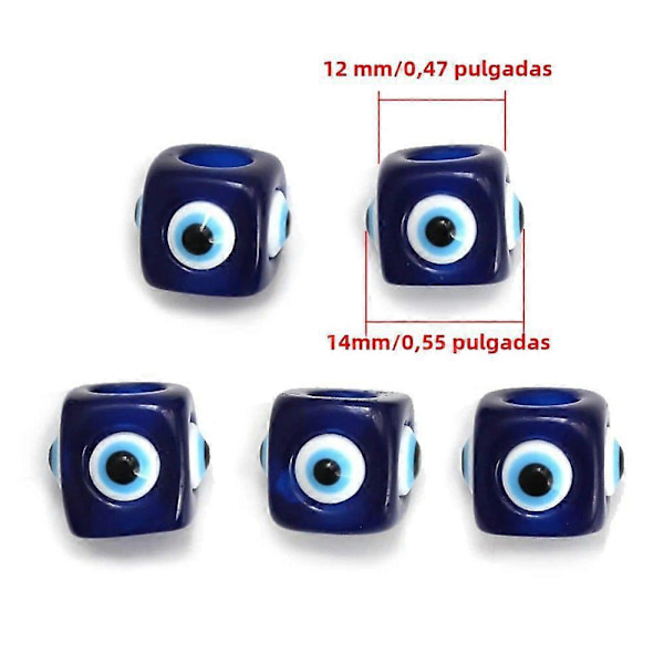 Lucky Eye Blå Berlocker Harts Fyrkantiga Distanspärlor För Smycken Halsband Armband Klassiska Tillbehör EY6108