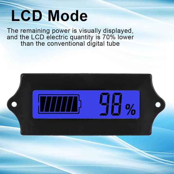 12-84V GY-6G Batteri Ström LCD Display Spänningsmätare Voltmeter med Larm (Blått Ljus)