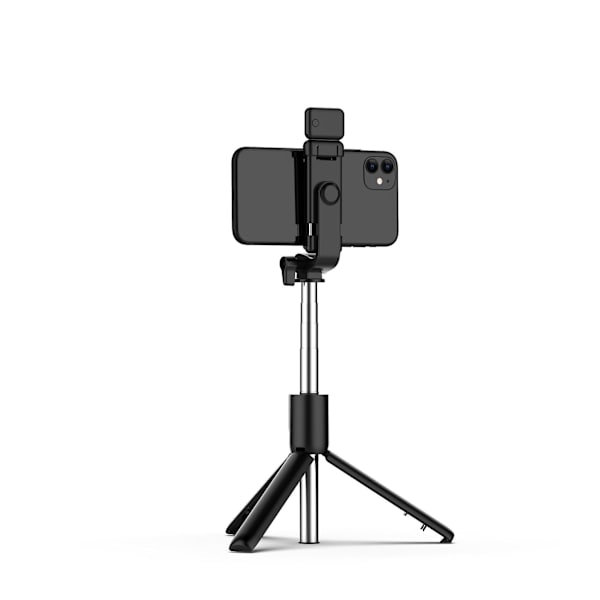 Selvportræt Live Streaming Lodret Mobiltelefon Tripod Stativ med Lys - Sort