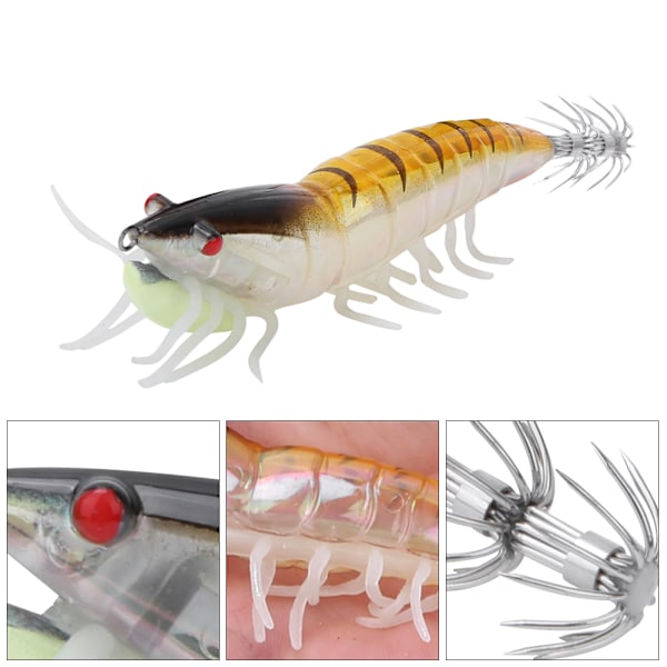 3,5 g lysande bläckfisk Jigs konstgjorda räkor fiskedrag med 2-lagers krokar Fiskredskap Tillbehör001#