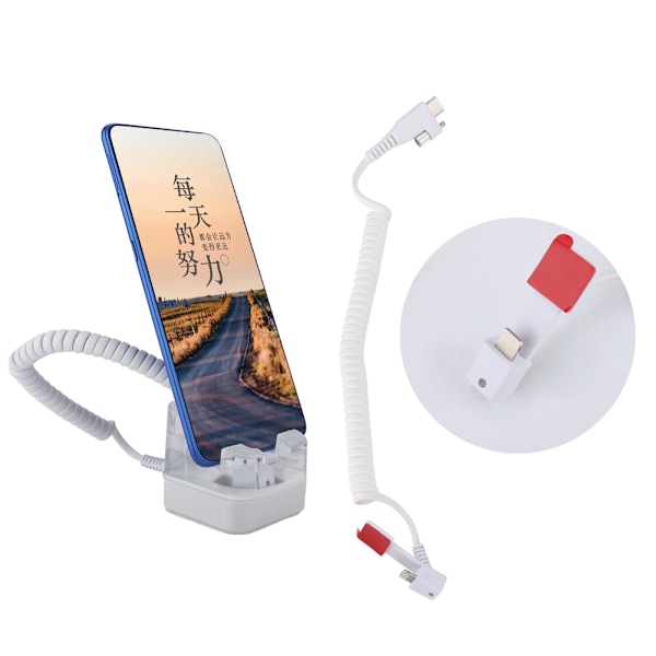 Mobiltelefon Anti-stöld Säkerhetsfjädertråd Displayställ Alarm Laddningshållare (för Apple)