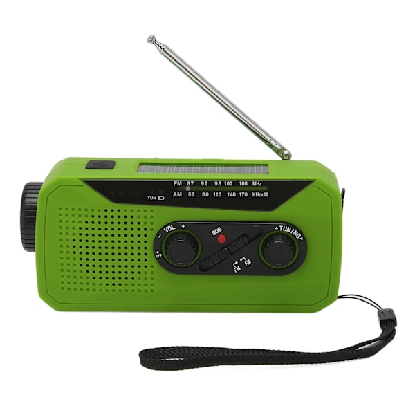 Handvev Radio AM/FM/SOS Full Band USB Uppladdningsbar utomhus LED Solar Powered Emergency Radio Ficklampa