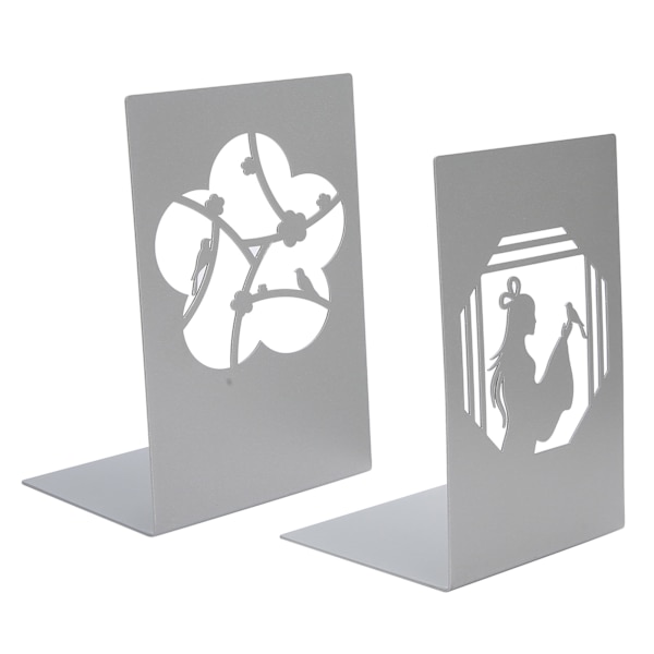 Metal Bogstøtte AntiSlip Antik Stil Desktop Bogreol Bogdeler Håndværksartikler (Blomster blomstrer Send Kærlighedsangst)