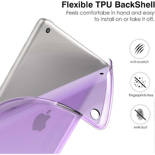 Lila iPad 10.2 Fodral för iPad 9:e Generationen 2021/ iPad 8:e Generationen 2020/ iPad 7:e Generationen 2019, Mjukt Frostat Baksida Slim Shell Fodral med S