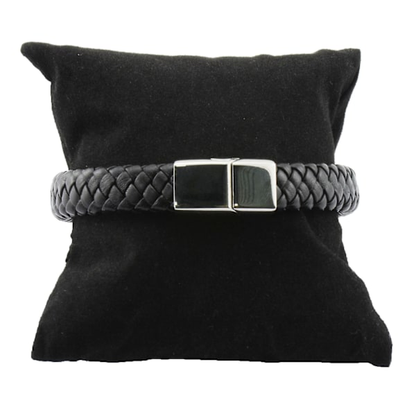 Herrar Äkta Läder Flätat Armband med Rostfritt Stål Magnetisk Spänne