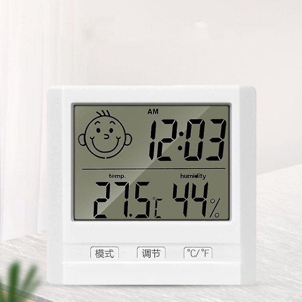 Mini Indendørs Termometer, Høj Præcision Indendørs Hygrometer, til Detektering af Fugtighed og Temperatur, Komfortniveau Indikation, Bærbar (Hvid)