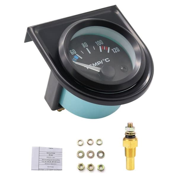 Bil Vandtemperaturmåler 40–120 °C – 52mm Sort LED-skive – Nem Installation – Rustfrit Stål