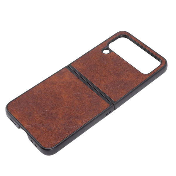 Fällbar skärm mobiltelefonfodral läder fällbar skärm telefonfodral skydd för Samsung Galaxy Z FLIP 4 brun