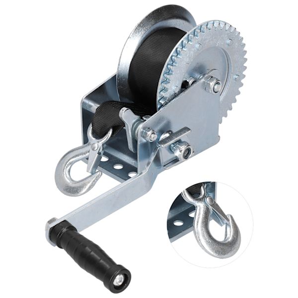 1200LBS Heavy Duty vinsch med 8M rem handvevkabel Gear Winch för båttrailer