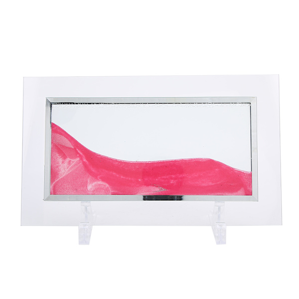 Dynamisk sandbild rosa vacker present tredimensionell dekorationsprydnad med 2 st bas rosa