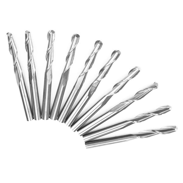 10 stk. 3,175 x 17 mm Doble Fløyter Karbid Kule Nese Endefreser CNC Bits