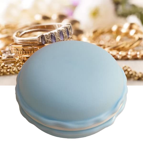 Macaron Smykkeskrin Lyseblå Plast Udsøgt Macaron Form Opbevaringsboks til Kvinder Piger