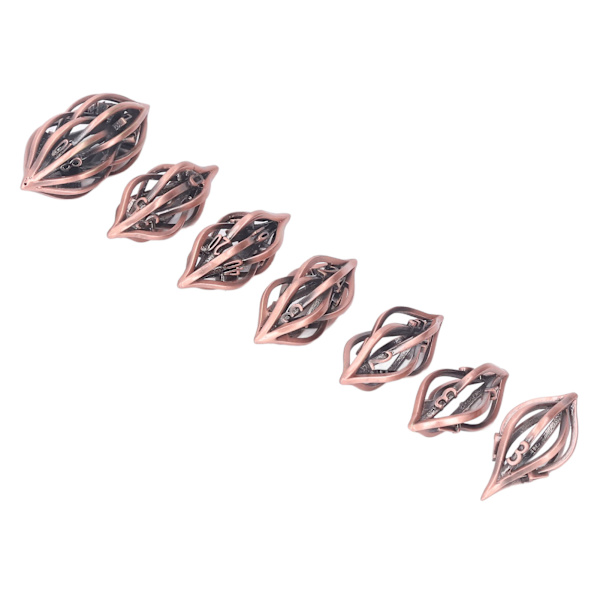 7-osainen ontto metalli noppasetti Retro Exquisite Polyhedral Dice Roolipelaaminen Pöytäpeli Tarvikkeet Lahja Punainen Kupari