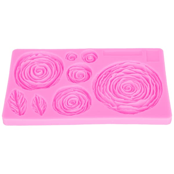 Blomstermønster kageforme DIY silikoneform til chokolade sæbe harpiks dekoration (pink)