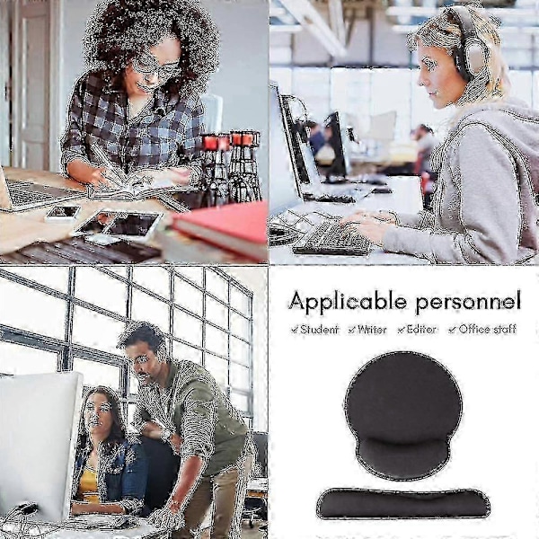 Tastatur Håndledsstøtte og Musemåtte med Håndledsstøtte, Memory Foam Sæt til Computer/laptop/mac, Holdbar Komfortabel Letvægt for Nem Skrivning