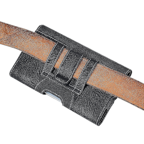 Herr PU-läder Telefonväska med Bältesklämma Holster L Svart