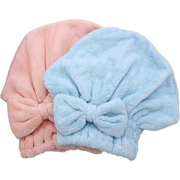 2-pak Mikrofiber Hårtørringshætter, Superabsorberende Brusehætter, Hurtigtørrende Hår Bandana Wraps, Blød