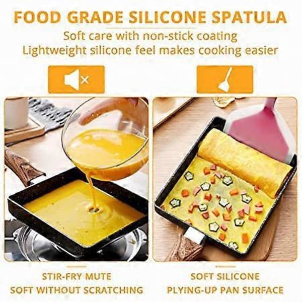 (Stor, Rosa & Grön) Silikonspatel Pannkakspade Omelettspatel Stekvändare för Ägg Fisk Pannkaka Pizza och Biff Bred Mjuk Pizzaspade Non-Stick H