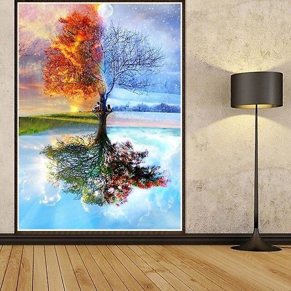 Sesonal Tree Diamond Painting Kit - DIY Crystal Cross Stitch aikuisille ja lapsille