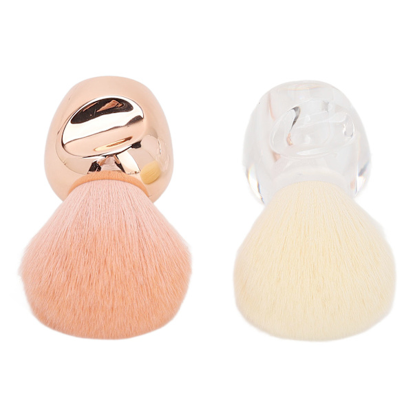 2 stk. Sminke Blush Brush Profesjonell Bærbar Elegant Myk Syntetisk Fiber Løs Pudderbørste for Kvinner