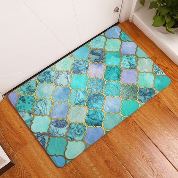 Geometriskt tryck Halkfri Vattenabsorberande Matta Pad Badrum Kök (#2)