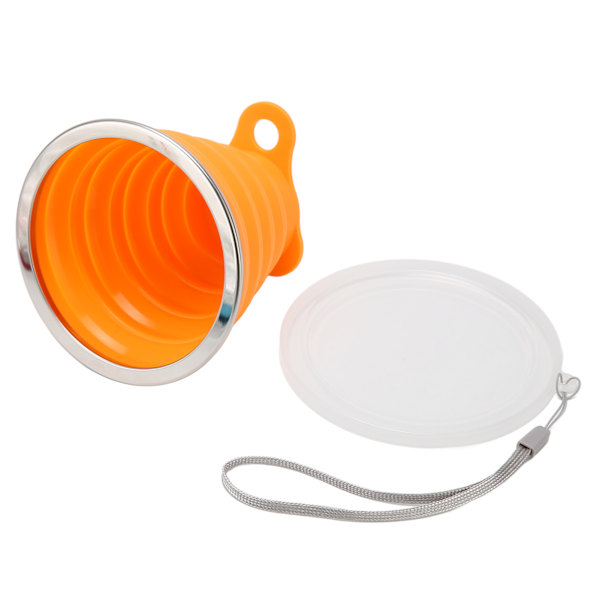 Hopfällbar vattenkopp 270 ml livsmedelsklassad silikon Liten bärbar hopfällbar campingkopp med lock för resekontor utomhus orange