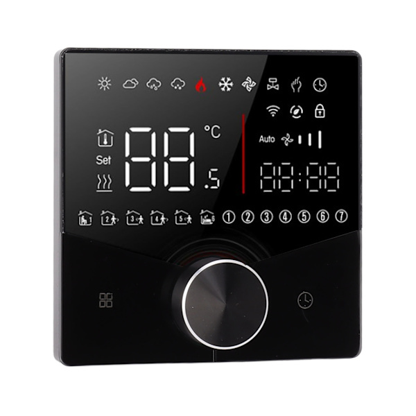 Smart termostat drejeknap design LCD farve display panel digital termostat til sauna rum gulvvarmesystem sort