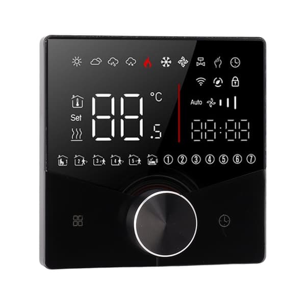 Smart termostat knapdesign LCD farvedisplaypanel digital termostat til saunarum gulvvarmesystem sort