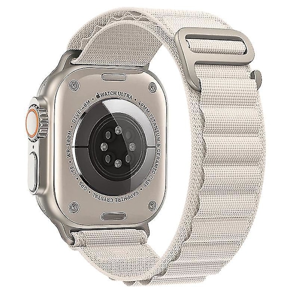 Alpine Loop Nylon Armband för Apple Watch Series 8/SE/7/6/3/5 38mm 40mm 41mm Starlight