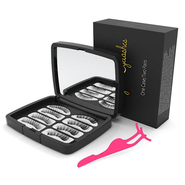 4 par naturlige øjenvipper Magnetisk Design Curl 3D Bærbare løsøjenvipper med Clip Brush Sort