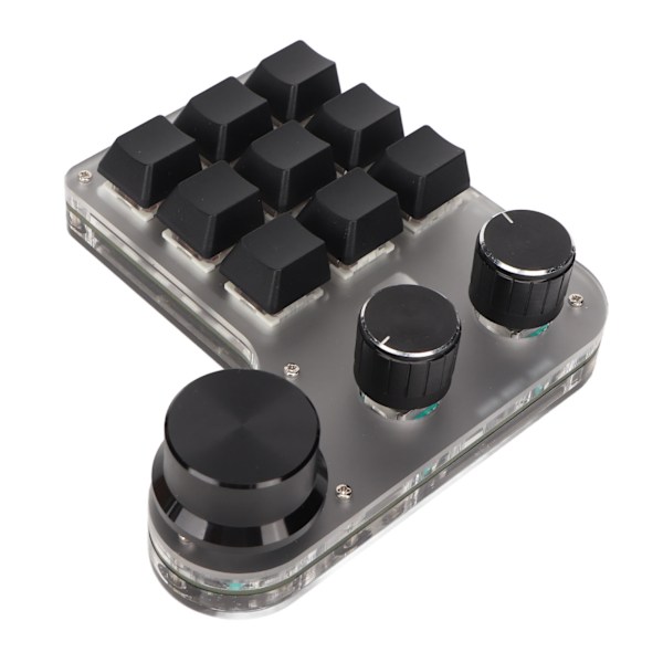 Mini brugerdefineret tastatur 9 taster 3 knapper programmerbar RGB-baggrundsbelyst programmeringsmakrotastatur til computerspilsoftware sort