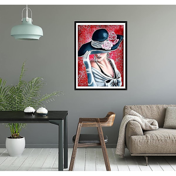 Gör-det-själv 5D- diamond painting - hattdesign, 30x40 cm, hel strass set för heminredning