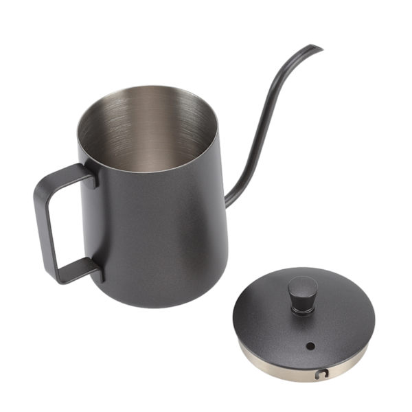 Häll över kaffekanna i rostfritt stål, handhållen smal droppip, gåshals kaffekanna 350 ml PTFE svart