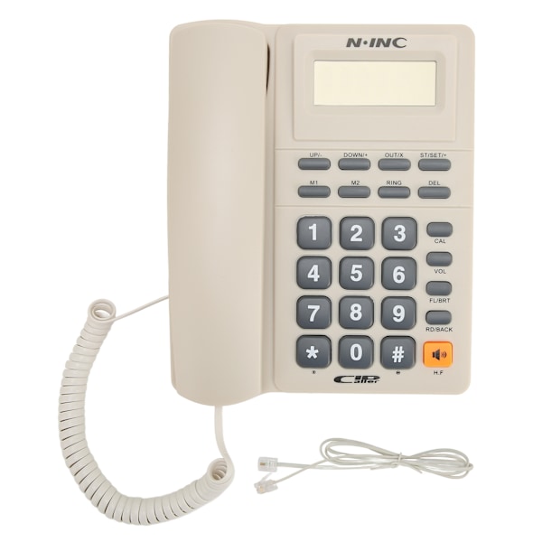 Fast telefon med sladd Multifunktion Nummerpresentation Visning Snabbval Senaste nummer Återuppringning Stationär telefon för hemmakontor Vit