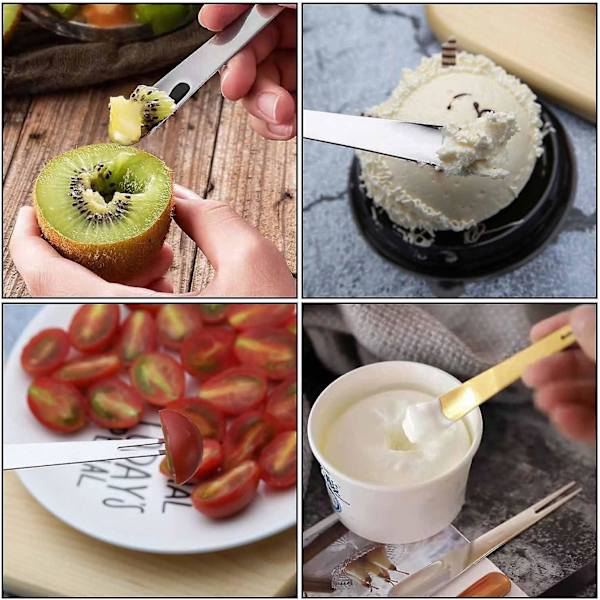 Dessertgaffelsett for barn i rustfritt stål, fruktgafler for to bruk, 6 deler
