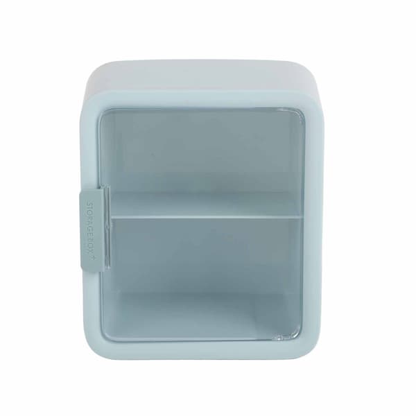 Dockskåpsrum Dockskåp Skåp Displaybox Förvaringsfodral 2 Lager Transparent Dörr Blå