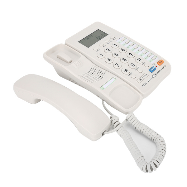 C199 Fastnettelefon Hjem Kablet Fastnet Kontor Telefon med Ledning Skrivebord Stor Skærm Hvid