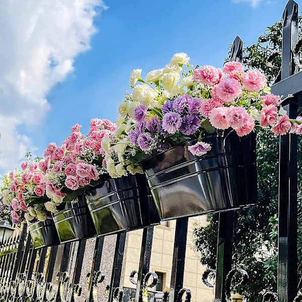 1 stk. Store Hengende Blomsterpotter, Metall Jern Veggplanter Innendørs/Utendørs for Rekkverk Gjerde Balkong Hage Hjemmedekorasjon med Avtakbare Kroker