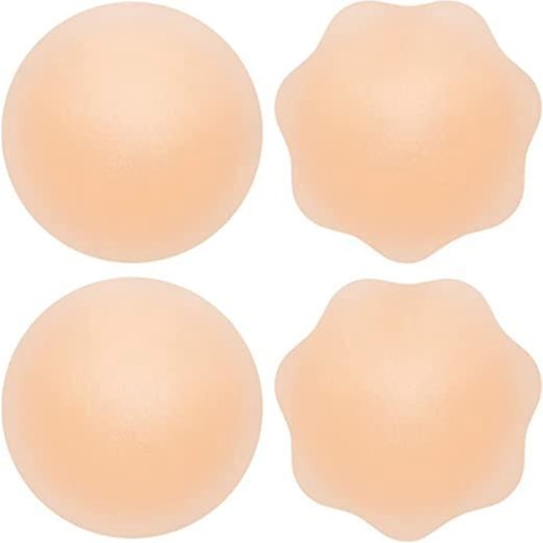 Adhesive Reusable Silicone Nipple Covers - 2 Pairs - One Size Fits All - Round Shape