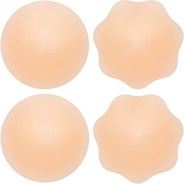 Återanvändbara självhäftande silikonbröstvårtsskydd - 2 par - One size fits all - Rund form