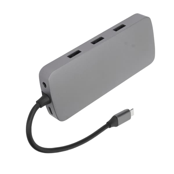 10-in-1-telakointiasema, moniporttinen USB3.0-nopea USB C -keskitinsovitin käyttöjärjestelmille OS, Windows ja Android, harmaa