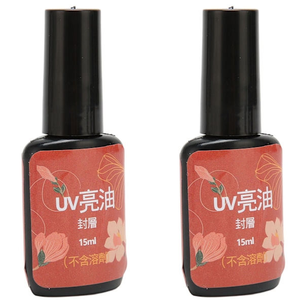 2 stk. 15 ml neglelak top coat transparent slidstærk ridsefast lækagesikker top coat til neglelak
