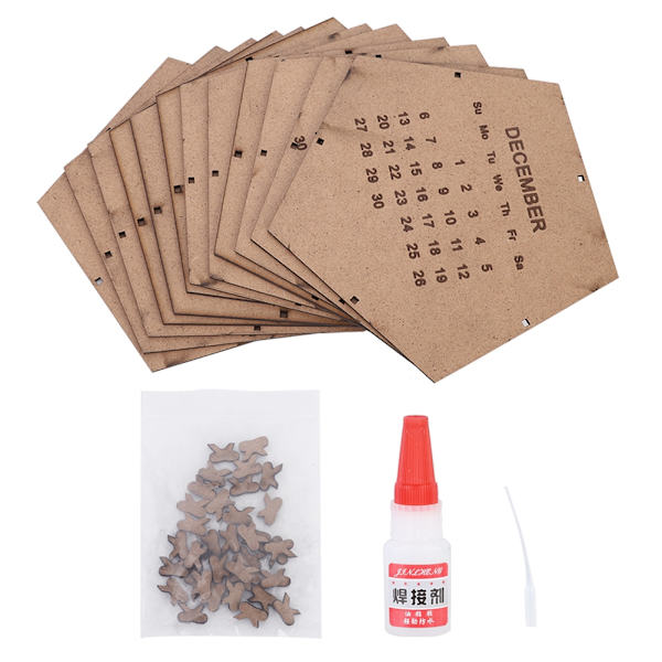 2020 Unik DIY Tregulvkalender Geometrisk Tredimensjonal Skrivebordskalender Hjemmekontor OrnamentBrun
