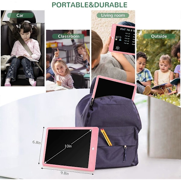 LCD-kirjoitustaulu, piirustustaulu, 10 tuumaa (Pinkki)