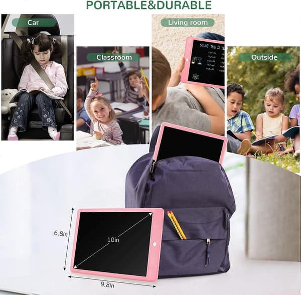 LCD Skrivetavle Doodle Board, 10 tommer (Pink)