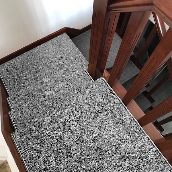 65*24*3 cm Trappsteg - Set med 2 trappstegsmattor - Självhäftande trappmatta - Halkskyddsmatta för inomhusbruk, Halvrund halkskyddslist, Brun, Polypropen