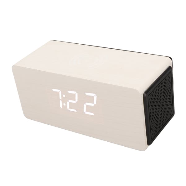 Valkoinen puukello Älykäs 4 vaihdetta Kirkkaus Bluetooth 15W Puinen LED-kello lapsille